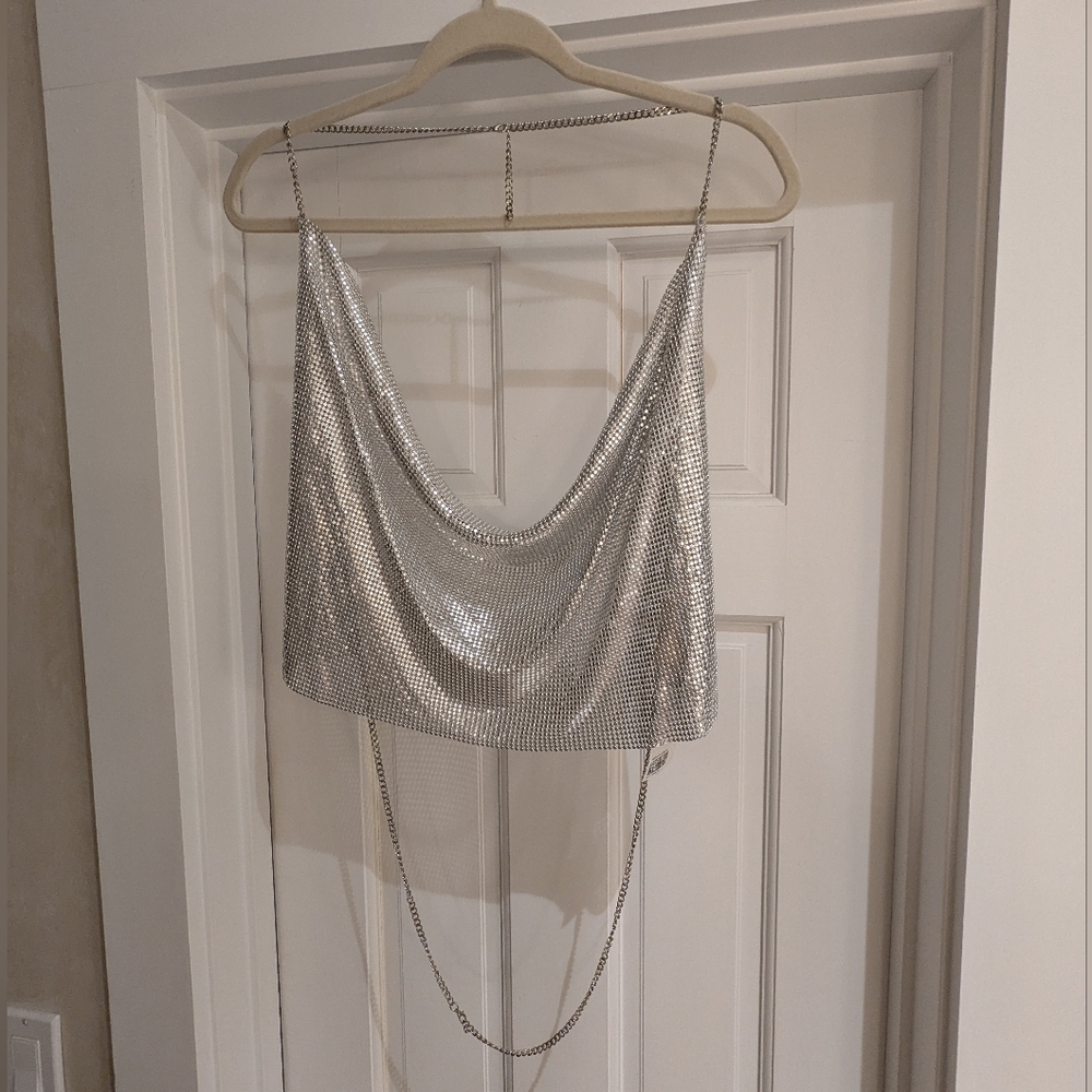 Metallic Silver Chain Top XXL NWT - Picture 2 of 8
